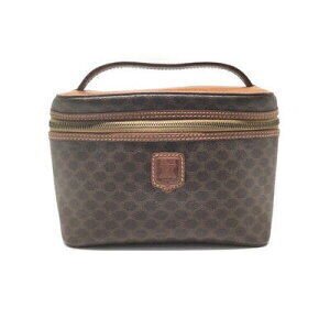 Celine Macadam Vanity Bag Cosmetic Pouch Leather Black